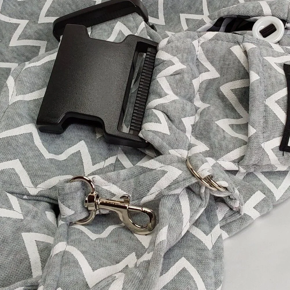 PET CARRIER SLING HAND-FREE REVERSIBLE HARNESS GRAY & GINGHAM PATTERN